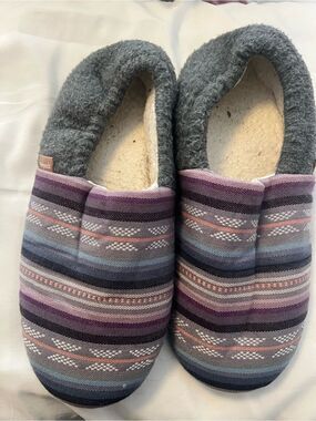 Cozy Gray & Purple Striped Women's Slippers